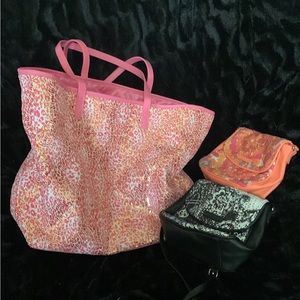 Vera Bradley glitter tote & 2 small bags- 3 bags total